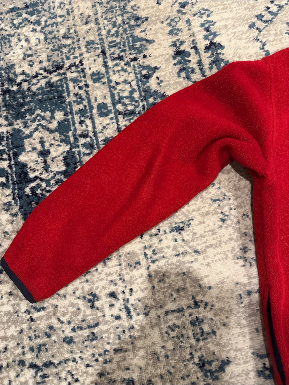 L.L. Bean Fleece Pullover Mens medium Red Snap Button Vintage Contrast Trim - Picture 11 of 11
